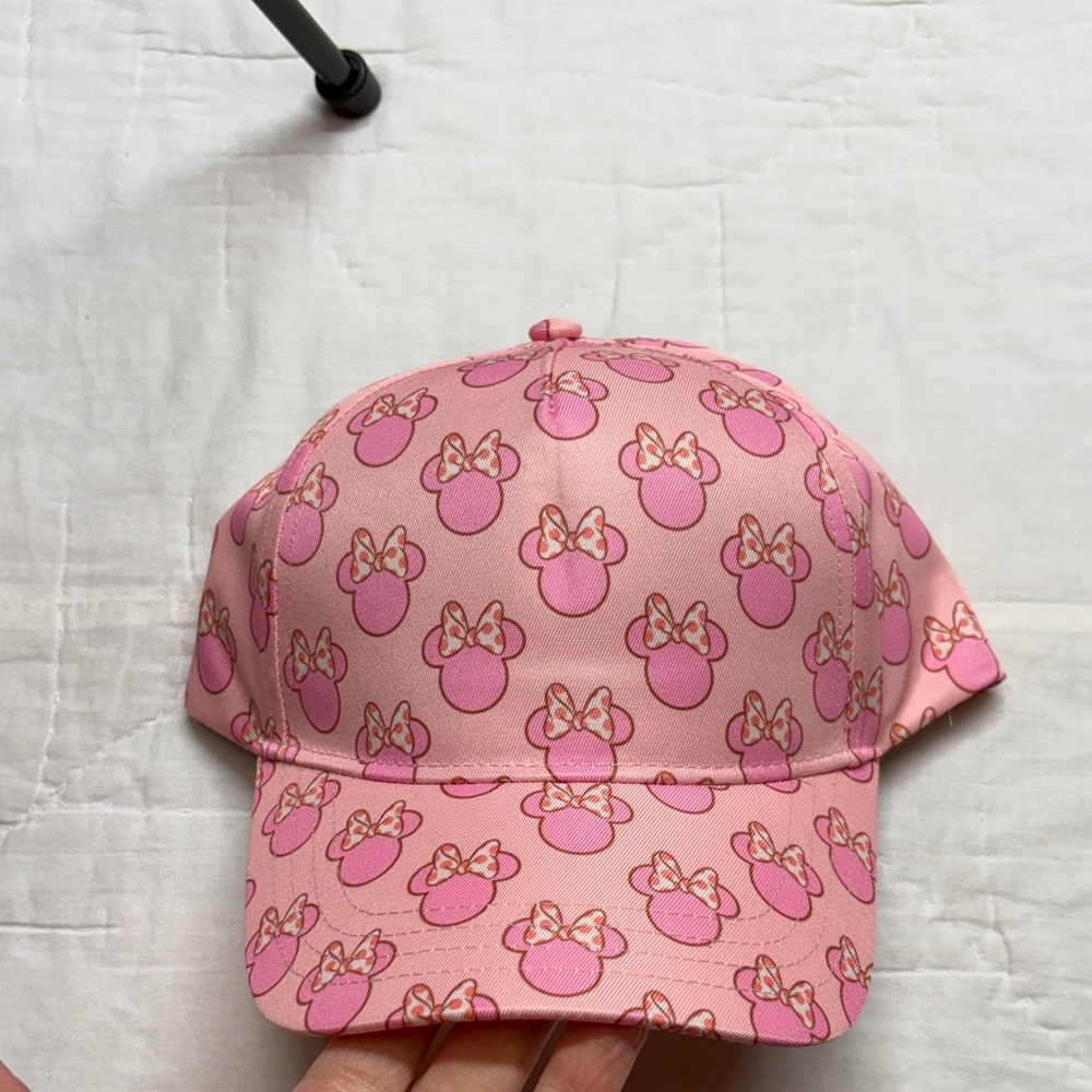 Disney Minnie Mouse Girls Pink All Over Print Baseball Cap Hat New‎ NWT - Picture 2 of 10